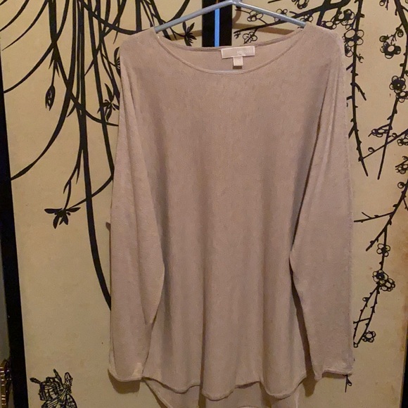 Michael Michael Kors Women’s Beige/Tan Sweater Tunic W/Gold Metallic Logo - Picture 1 of 16